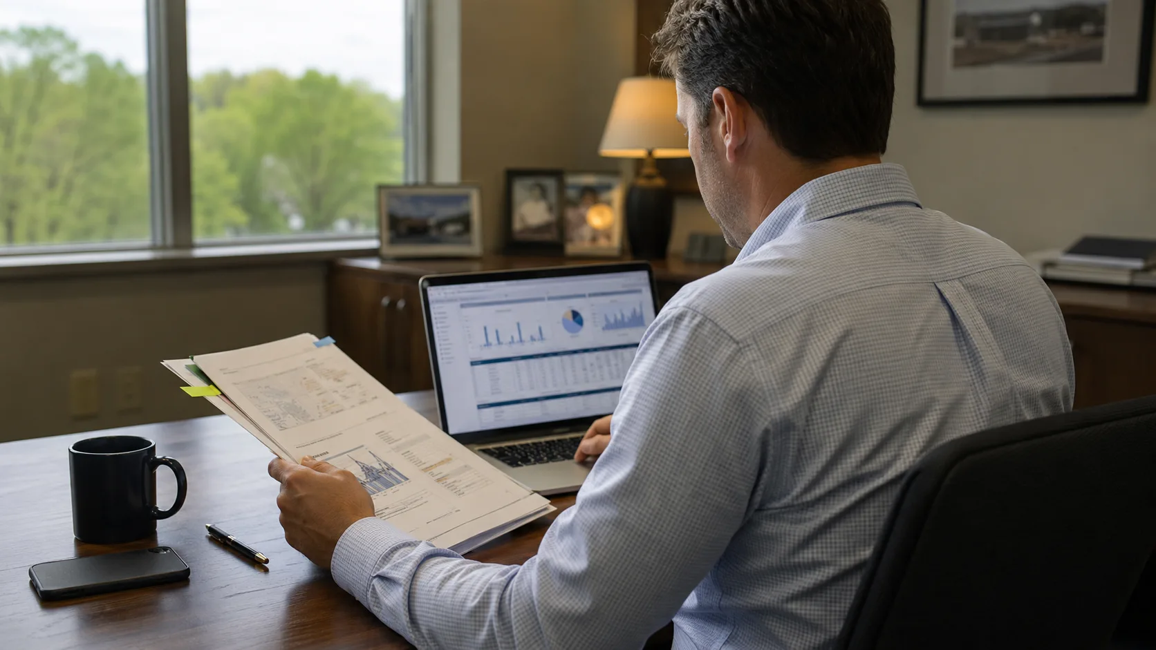 ARC analyst reviewing demographic and feasibility data on a Northern Fairfield County property